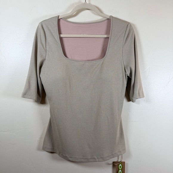 OGL Essential Stretch Cotton Square Neck Brami Top XL Dark Alabaster Neutral NWT - Picture 3 of 10